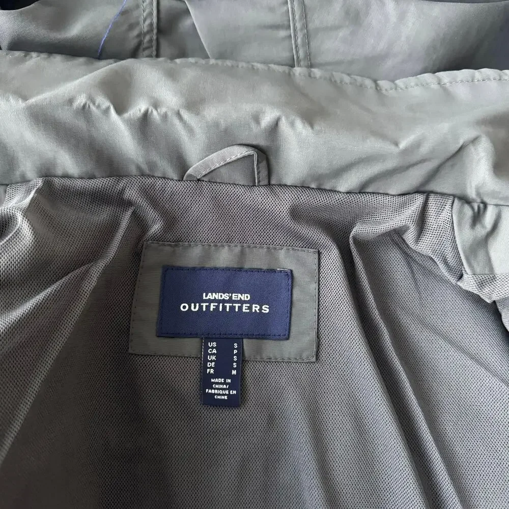 Lands’ End CS Outrigger Mesh Lined Jacket w/Hood Storm Flap Soapstone Small NWT